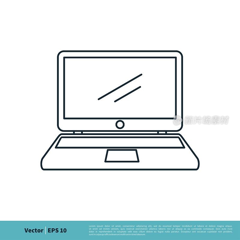 笔记本电脑，计算机图标矢量标志模板插图设计。向量EPS 10。